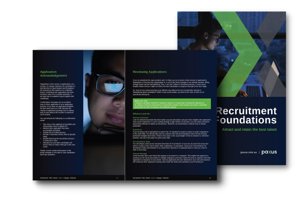 A collage of recruitment-themed images featuring text on application processes, a focused individual working on a laptop, and graphic elements highlighting the theme of attracting and retaining talent.