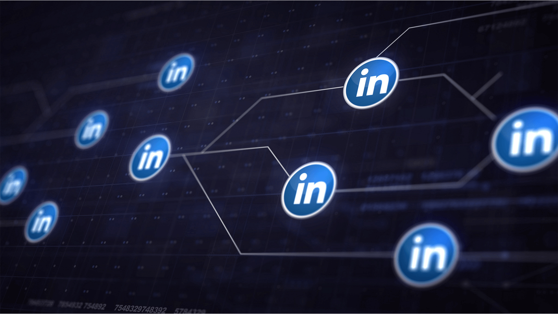 A digital network visualization featuring nodes with the linkedin logo, symbolizing connections and growth within the professional networking platform.